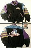 Arizona Diamondbacks Classic Wool and Calfskin Leather Jacket With Leather Logos From J. H. Design