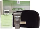 Vetiver by Guerlain for Men 3 Piece Set Includes: 4.2 oz Eau de Toilette Spray + 2.5 oz Invigorating All-Over Shampoo + Dopp Kit