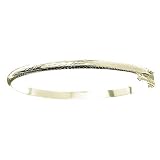 18kt Gold over Sterling Silver Diamond Cut Floral Patterned Bangle Bracelet