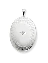 Sterling Silver 20mm Oval Diamond Locket
