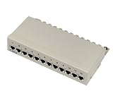 Mini Patchfeld, Cat 6, 12 Port, Desktop, hellgrau RAL 7035