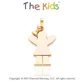 14k Two Tone Gold Pretty Little Girl Sweet Love Pendant