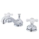 Kingston Brass KS1161PX Heritage Widespread Lavatory Faucet with Porcelain Cross Handle, Polished Chrome