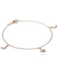 Cubic Zirconia Moon and Star Bracelet, 7.5"