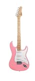 Strat style electric guitar - Powder pink colour - very cool for young ladies who want to rock - ideal beginners instrument - get the sound and feel of the real thing, without the cost - 6 string - great present for the budding guitar genius