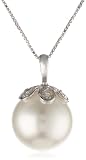 Sterling Silver 13mm White Shell Pearl Pendant Necklace , 18″