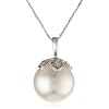 Sterling Silver 13mm White Shell Pearl Pendant Necklace , 18"