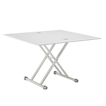 Table basse FREE blanc brillant relevable extensible. Petite taille compacte.