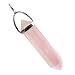 DOUBLE POINT Crystal Wand Pendant SILVER - ROSE QUARTZ