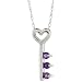 10k White Gold 18 in. Thin Chain & 5/8 in (16mm) tall Key-To-My-Heart Pendant, w/ Brilliant Cut Amethyst Stones