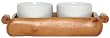 Smooth Wood Tray with Two Round Ceramic Bowls 11 1/2" x 6 1/2" x 2 1/2"H