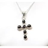 Black Onyx Cross Pendant In Sterling Silver On 18 Chain By The Olivia Collection