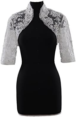 Landybridal Women's 3/4 Sleeves Lace Bridal Gown Wedding Jacket AC4073 Ivory 16