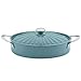 Rachael Ray Cucina Nonstick Sauce Pan/Saucepan/Oval Sauteuse with Lid, 5 Quart, Agave Blue