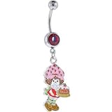 Strawberry Shortcake CAKE Ruby Red GEM Dangle Belly Ring