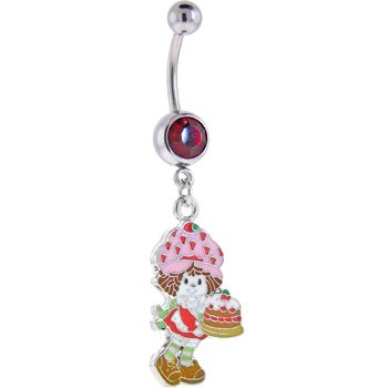 Strawberry Shortcake CAKE Ruby Red GEM Dangle Belly Ring