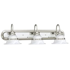 Thomas Lighting M1719-78 Syracuse Three-Light 30-Inch W by 9-Inch H Bath Light, Brushed Nickel