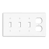 Leviton P38-W 4-Gang 3-Toggle 1-Duplex Device Combination Wallplate, Standard Size, White