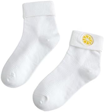 Harajuku Cute Embroidery White Socks Orange Pattern