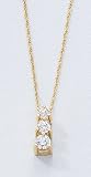 14K Yellow Gold .50 ctw Diamond Three Stone Pendant and Chain