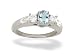14K White Gold Genuine Oval Aquamarine and Diamond 3-Stone Ring