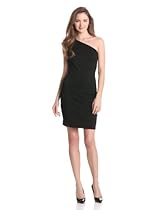 Hot Sale HALSTON HERITAGE Women's One Shoulder Ponte Dress with Lace Up Detail, Black, 10