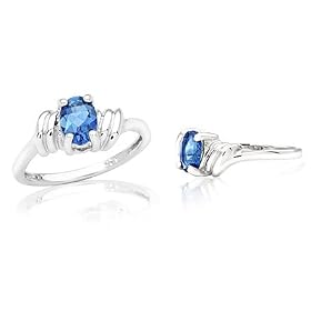 Oval Cut London Blue Topaz Ring Sterling Silver by Peora