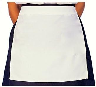 Traditional Housekeeping Maid or Waitress White Waist Apron (Squared) Reversible