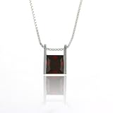 Sterling Silver & Garnet Solitaire Pendant with Chain