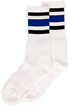 SOCCO Made in USA Crew White with Black and Blue Stripes