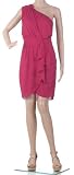 BCBGeneration Womens One Shoulder Pleat Dress - Ruby Red (Size 4)