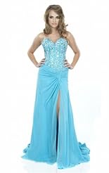 Chiffon/Taffeta/Tulle Crystal Applique Crystals Slit Beaded Lace Evening Dress 
