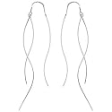 Sterling Silver Long Triple Curved Bar Ear Thread Earring