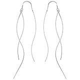 Sterling Silver Long Triple Curved Bar Ear Thread Earring