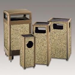 Click here to buy Indoor Outdoor Receptacle, 38 Gal., 26x40, Natural Stone, Brown URIR38HT201 by United Receptacle.