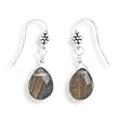 Oxidized Rutilated Quartz French Wire Earrings
