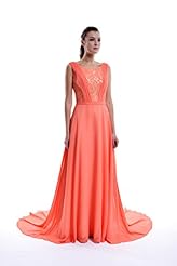 A-line Chiffon Natural   Waistline Sleeveless Bateau Neck Lace Floor Length  Dress