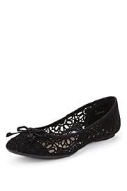 Bow Crochet Lace Ballerina Pumps