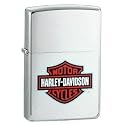 Zippo Lighter Harley Daviso Logo, Brushed Chrome