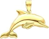 14K Gold 3D Dolphin Charm