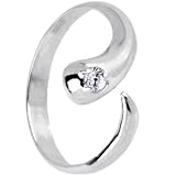 Sterling Silver 925 Cubic Zirconia Solitaire Flare Adjustable Toe Ring Sterling Silver 925 Cubic Zirconia Solitaire Flare Adjustable Toe Ring