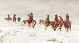 Lost in a Snow Storm, Art Poster by Charles M. Russell, size 36 x 20