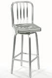 Sandra Swivel Bar Stool With Aluminum Seat, SWIVEL/METAL, BRUSHED ALUMINM