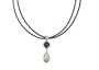 Sterling Silver, Black Onyx and Mother of Pearl Pendant on Double Leather Cord, 17"
