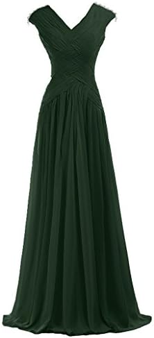 Yudear Women's V-neck A-Line Floor-Length Evening Prom Dresses US 16 Dark Green
