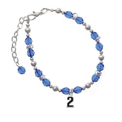Black Number - 2 Blue Czech Glass Beaded Charm Bracelet [Jewelry] [Jewelry]