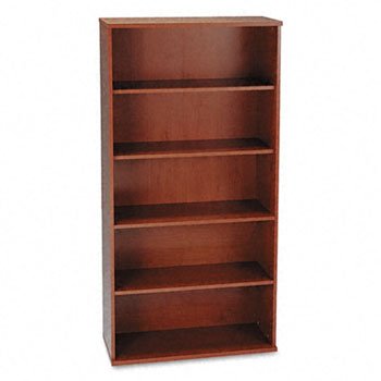 Bush WC24414 - Series C Open Double Bookcase, 5-Shelf, 35-5/8 x 15-3/8 x 72-7/8, Hansen Cherry-BSHWC24414