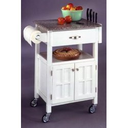 Marble Top Kitchen Cart - Small (White) (36H x 29W x 20D) by Home Styles