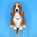 Basset Hound Dog Clock 10.75in