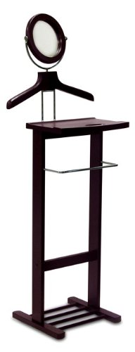 Espresso Finish Suit Valet Stand Organizer with Mirror